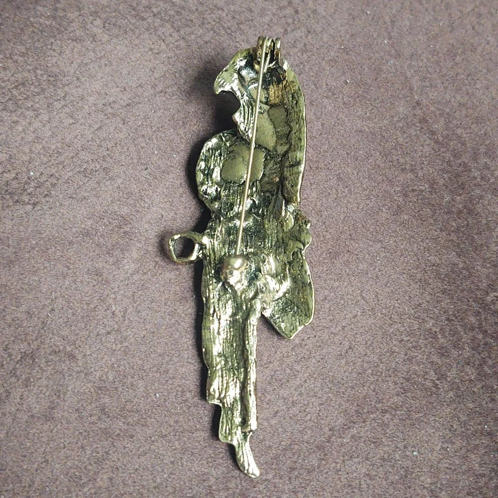 Amber Rhinestone Parrot Brooch - Picture 2 of 3